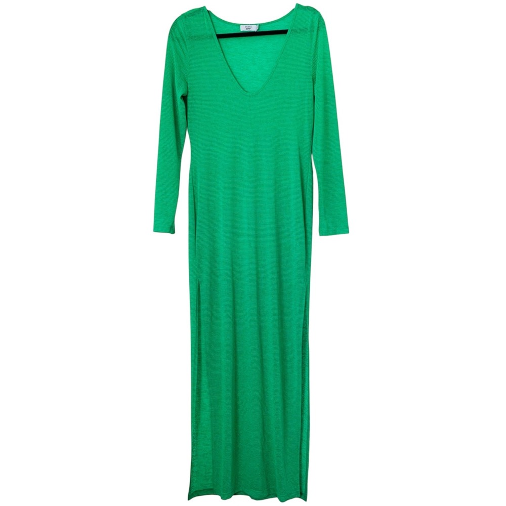 Misspap Maxi Dress Coverup 6 Sheer Kelly Green Long Sleeve Cruise Sexy Club Pool